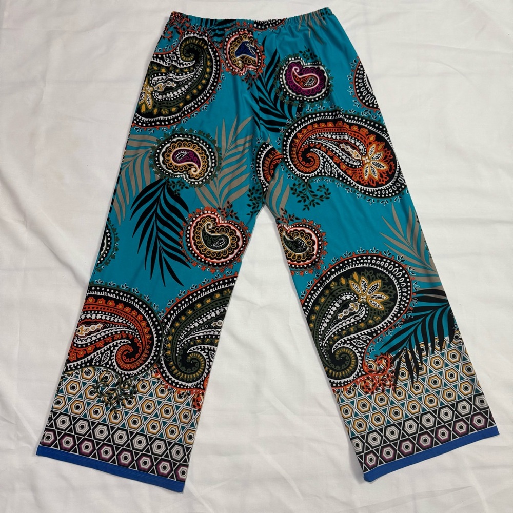 Mellisa Paige Wide Leg Paisley Print Pants Boho - Picture 4 of 11